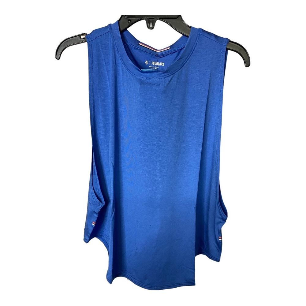 Fourlaps Women's Size Small Cropped Curve Tank Azure Blue Fitness Workout NWT